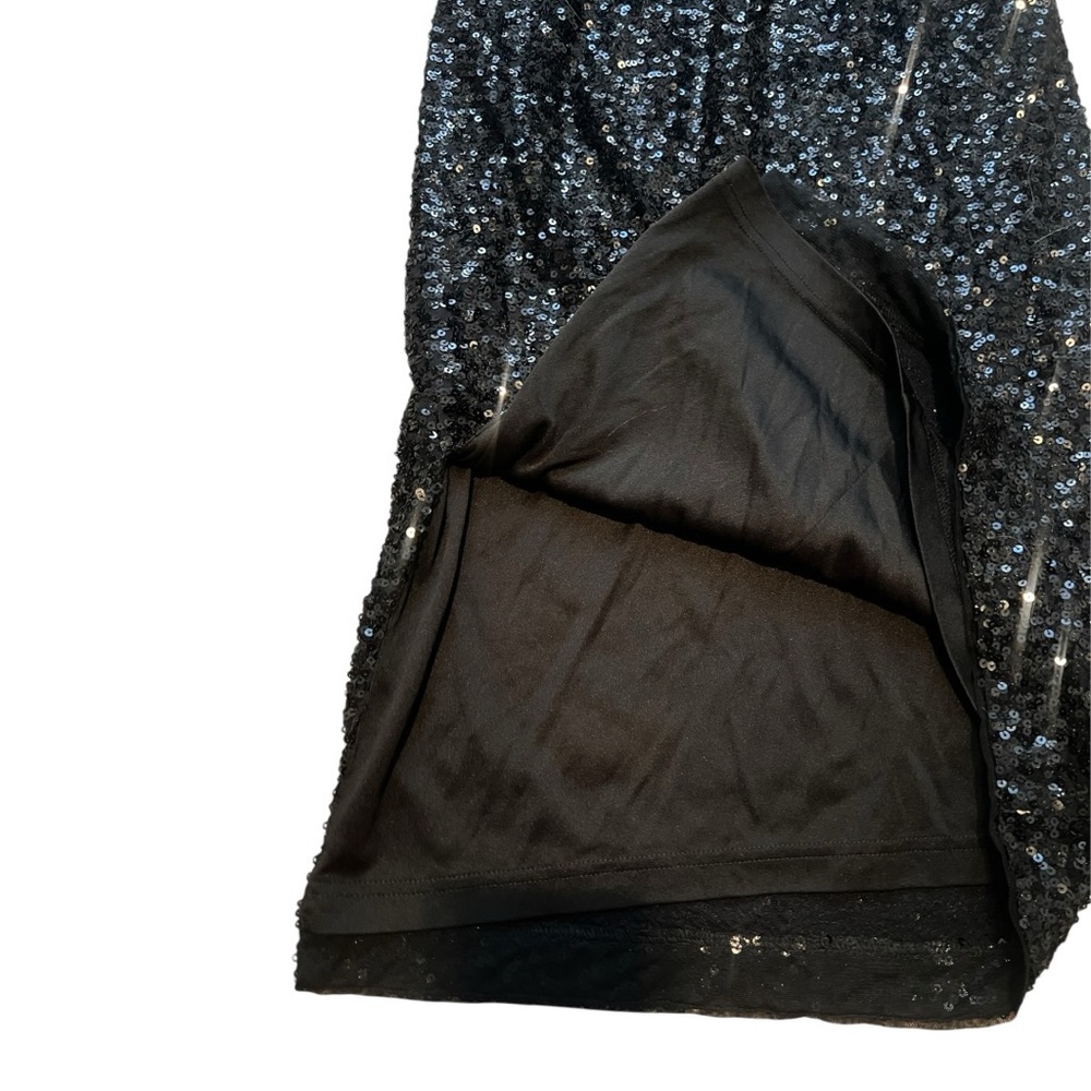 Badgley Mischka Black One-Shoulder Sequin Dress NWT Size 4 - Picture 13 of 16